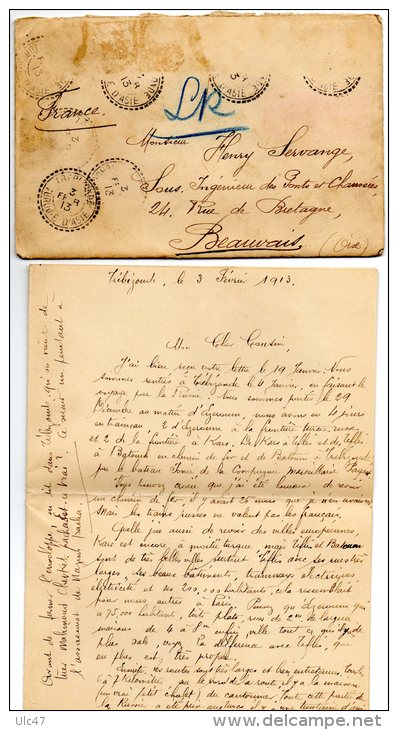 Enveloppe Avec "sceau" Postée De Trébizonde (Turquie D'Asie) En 1913 - Avec Britol Et Récépissé Postal D'un Objet - 1837-1914 Smyrna