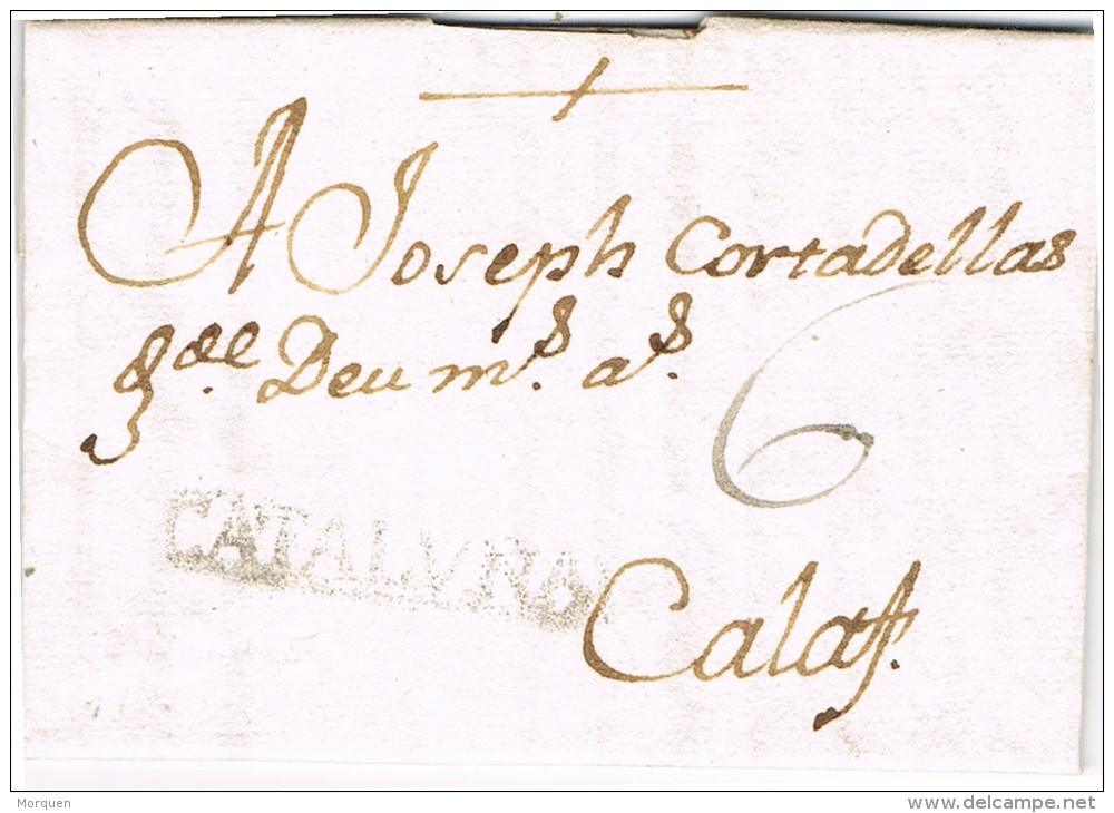 6634. Carta Entera Pre Filtelica CERVERA (Lerida) 1785 - ...-1850 Prephilately