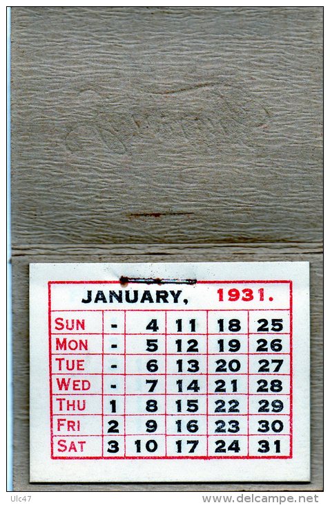 - Greeting - Petit Calendrier Complet De 1931 - 7cm X 5,5cm - - Formato Piccolo : 1921-40