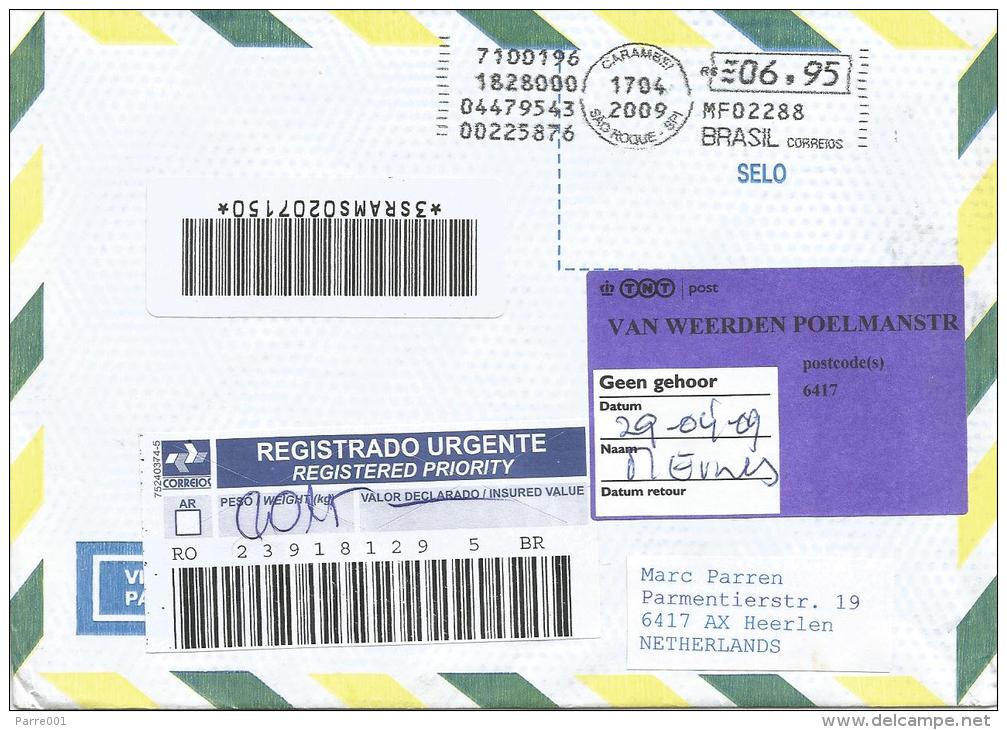 Brasil 2009 Sao Roque Meter Franking Barcoded Registered Cover - Brieven En Documenten