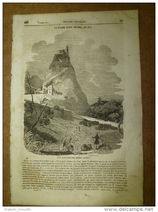 24 Juillet 1834 MAGASIN UNIVERSEL:La Roche Saint-Michet, Au Puy;IBIS Vénéré;Art Héraldique (boucliers);Château D'AUMALE - 1800 - 1849