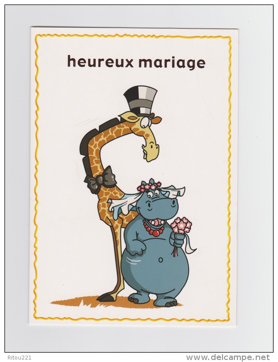 Heureux Mariage - Girafe Hippopotame  - Marie Et Martin 6056 Dessin Hory - Hippopotames