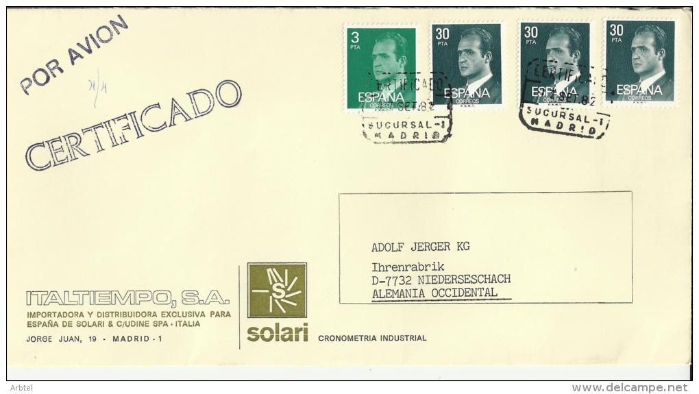 MADRID CC CERTIFICADA SUC-1 SELLOS BASICA JUAN CARLOS I - Cartas & Documentos