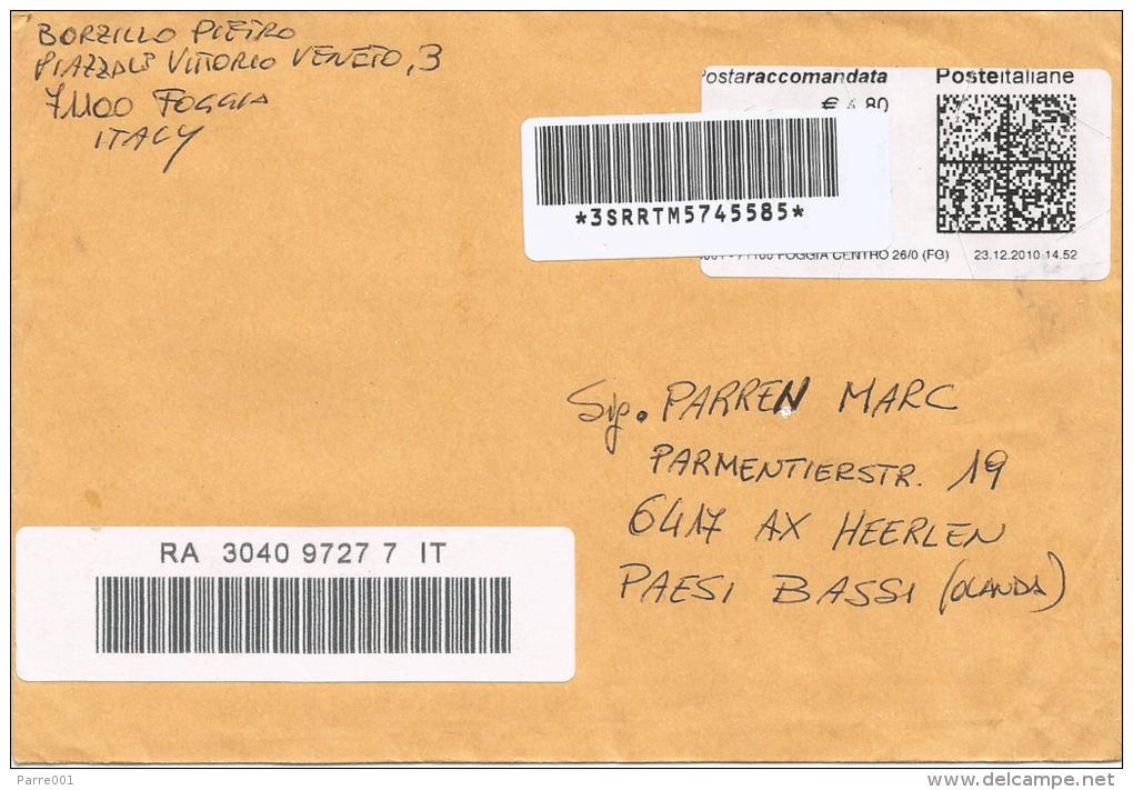 Italy 2010 Barcoded Registered Cover - 2001-10: Marcophilie