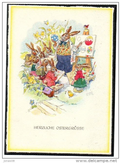 EMERICH HUBER  -  OSTERGRÜSSE    OSTERHASENSCHULE      ~ 1945 - Other & Unclassified