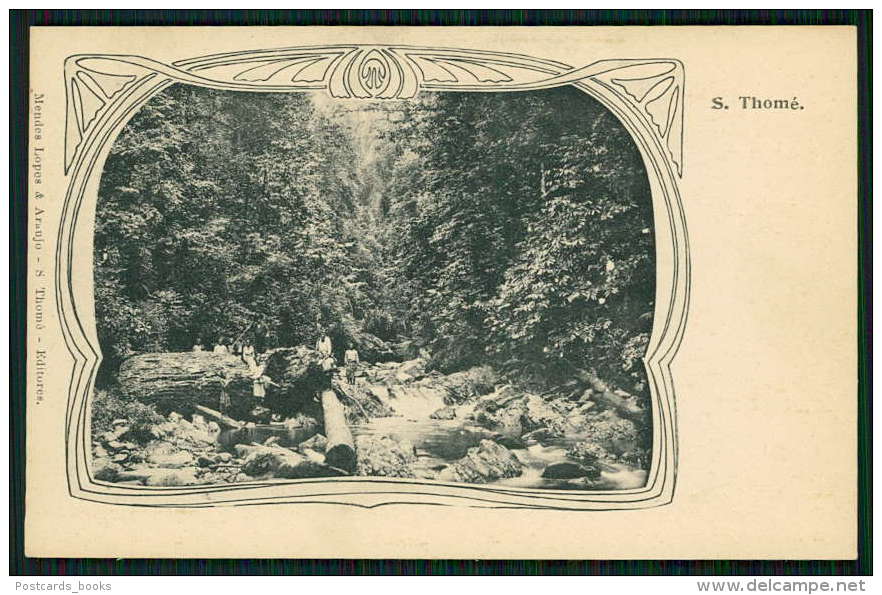 SÃO TOMÉ E PRINCIPE / ILHA DO PRINCIPE Ribeira. Postal Antigo Arte Nova. Ediçao MENDES LOPES. Old Postcard AFRICA 1900s - Sao Tome And Principe