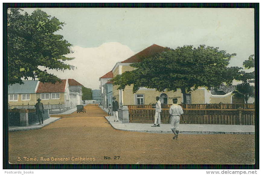 Postal Antigo SÃO TOMÉ E PRINCIPE / ILHA DO PRINCIPE Rua General Calheiros. Edição Da Elite H.H. Old Postcard AFRICA - Sao Tome Et Principe