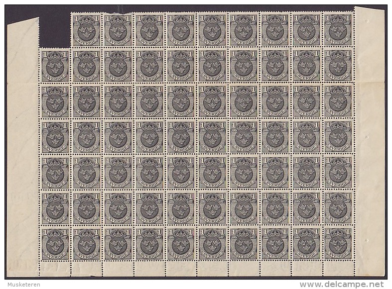 Sweden 1911 Mi. 64    1 Öre Wappen In 69-Block (2 Scans) MNH** - Ungebraucht