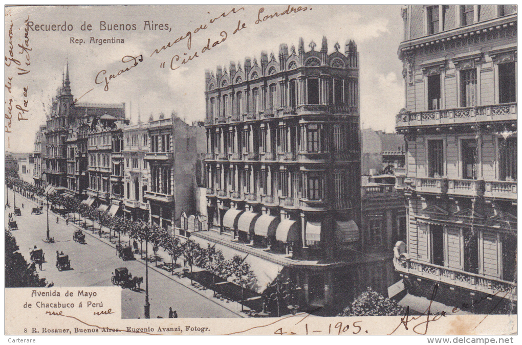 AMERIQUE,ARGENTINE,ARGENTINA ,RECUERDO DE BUENOS AIRES EN 1905,carte Avec Timbre - Argentina