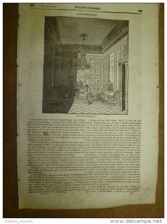 31 Juillet 1834 MAGASIN UNIVERSEL: Fontainebleau; Le Sommeil Des Plantes; Serment Des 7 Chefs ;STONHENGE Des Druides; - 1800 - 1849