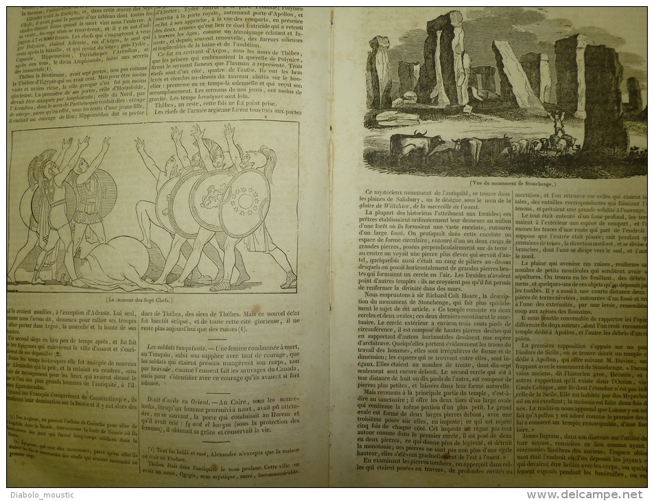 31 Juillet 1834 MAGASIN UNIVERSEL: Fontainebleau; Le Sommeil Des Plantes; Serment Des 7 Chefs ;STONHENGE Des Druides; - 1800 - 1849