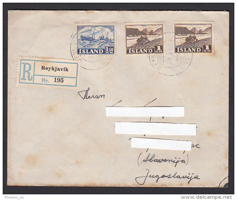 ICELAND / ISLAND - Reykjavik, Year 1951, Cover, Registered - Briefe U. Dokumente