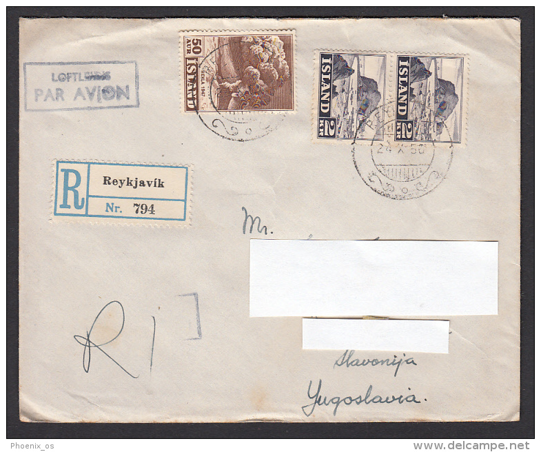 ICELAND / ISLAND - Reykjavik, Year 1950, Cover, Registered, Par Avion, Air Mail - Covers & Documents