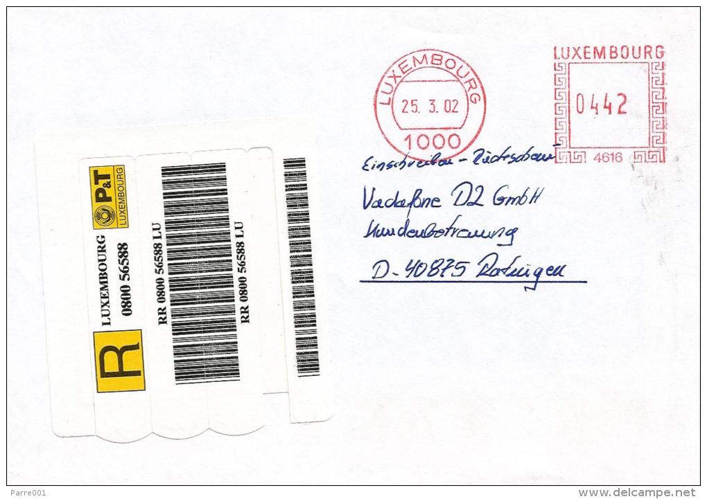 Luxemburg 2002 Meter Franking Barcoded Registered Cover - Maschinenstempel (EMA)