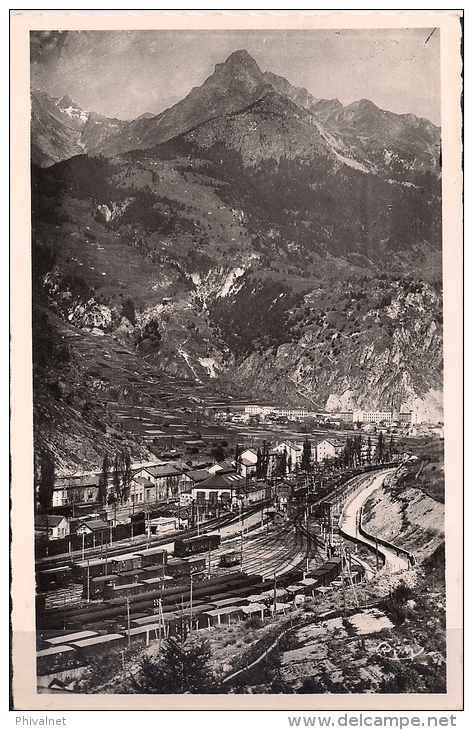 TEMA FERROCARRIL, TRENES, MODANE - SAVOIE - FRANCIA, VISTA GENERAL Y DE LOS PICOS, NO CIRCULADA - Stations With Trains