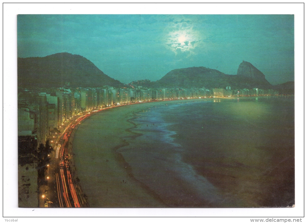 CP, BRESIL, Rio De Janeiro, Vista Noturna De Copacabana, écrite, Voyagé - Rio De Janeiro