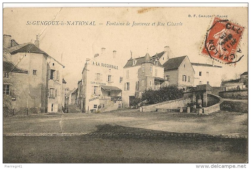 CPA-1907-71-ST GENGOUX Le NATIONAL-FONTAINE De JOUVENCE Et RUE CESAREE-BE - Other & Unclassified