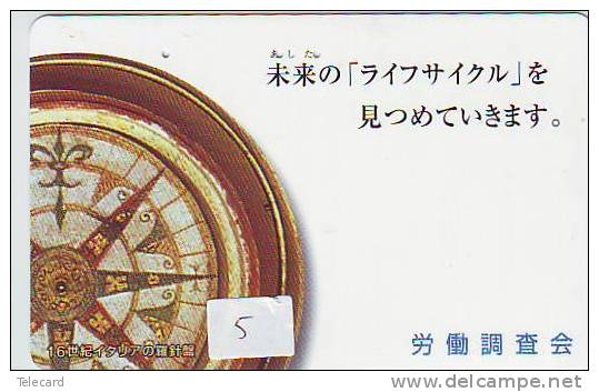 Compass Boussole Kompaß Kompas Sur Telécarte JAPAN (5) East West South North - Astronomy