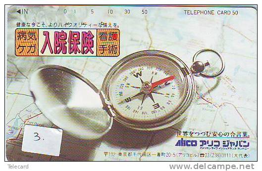 Compass Boussole Kompaß Kompas Sur Telécarte JAPAN  (3) East West South North - Sterrenkunde