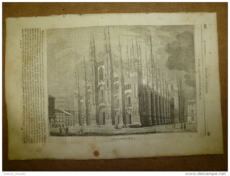 4 Sept. 1834 MAGASIN UNIVERSEL: Cathédrale De MILAN; Les Astrologues; La Bécasse; Pierre Mignard; Les Kurdes - 1800 - 1849