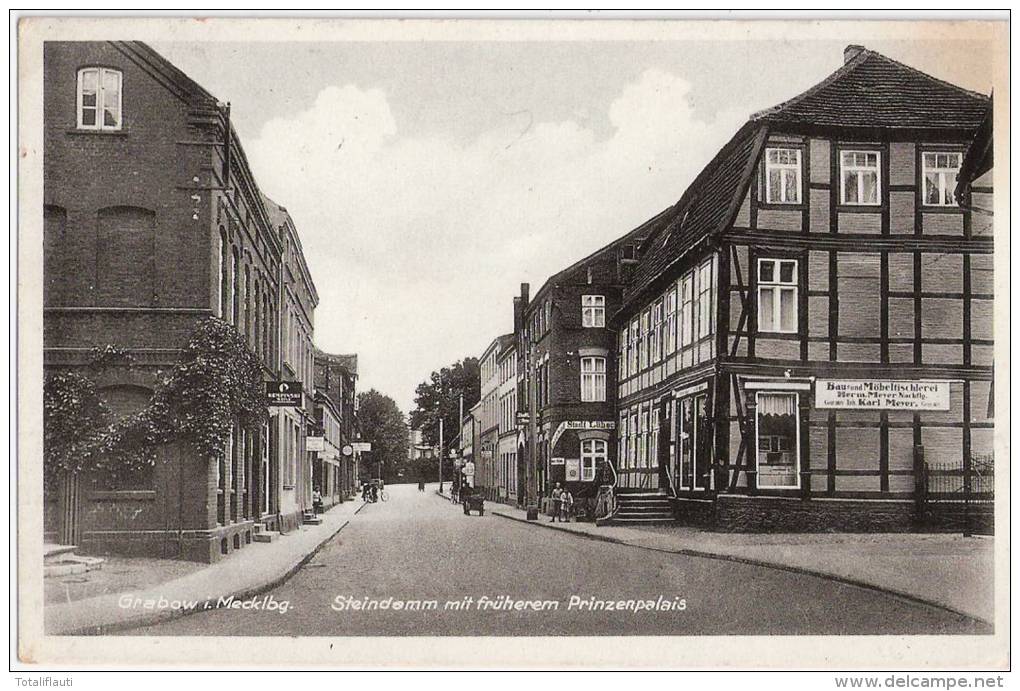 GRABOW Steindamm Prinzenpalais Bau + Möbeltischlerei ESSO Tankstelle Kempinski Weine Hotel Stadt Lübeck Bahnpost 1941 - Ludwigslust