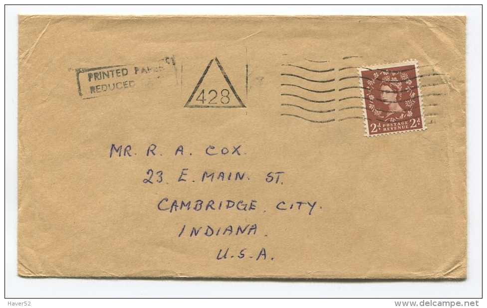 Incomming  Letter  From England) To Cambridge City ( Indiana) - See  Scan - 1941-60