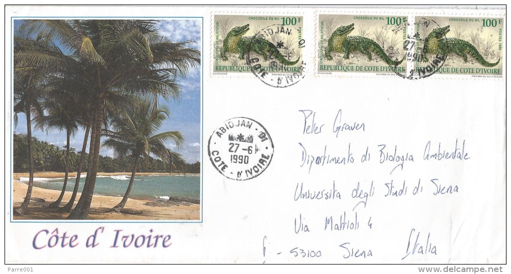 Cote D´Ivoire 1990 Abidjan Crocodile Reptile Cover - Ivoorkust (1960-...)