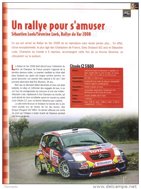 Fascicule - La Passion Du Rallye No 3 - Citroen C2 S1600 - Sébastien Loeb/Séverine Loeb  - Rallye Du Var 2008 - Auto/Moto