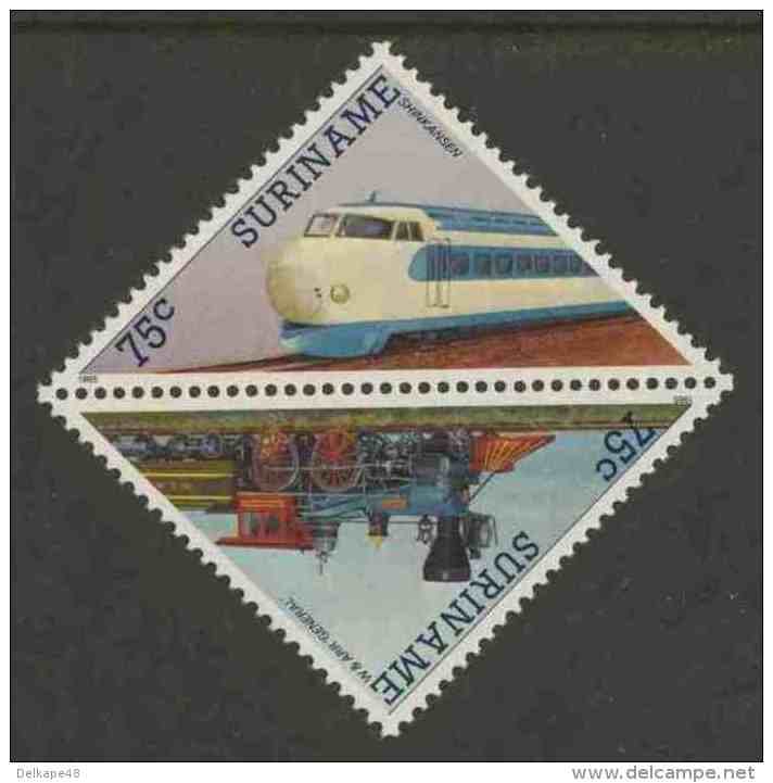 Suriname 1985 Mi 1144 /5  Sc 722 /3 ** “General” , USA + “Hikari” Express Train, Japan / Shinkansen - Treinen