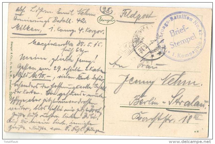 Marczynawolla Belagerung Lötzen Zerstörte Häuser Gi&#380;ycko Belebt Einwohner Feldpost 31.5.1915 Armierungsbataillon Nr - Ostpreussen