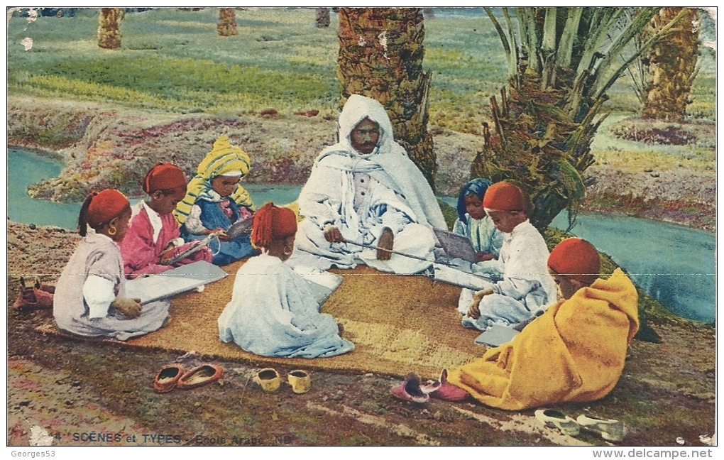 CPA  SCENES Et TYPES  Ecole Arabe - Islam