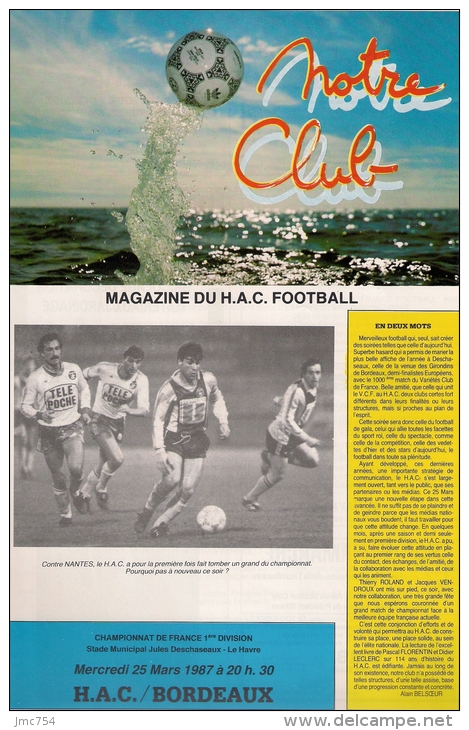 MAGAZINE DU H.A.C. FOOTBALL  1987 - Libros