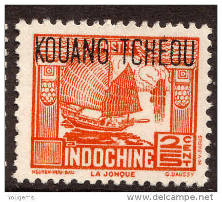 China France P.O. 1937-41 25c "KOWANG-TCHEOU" Overprint MLH - Portomarken