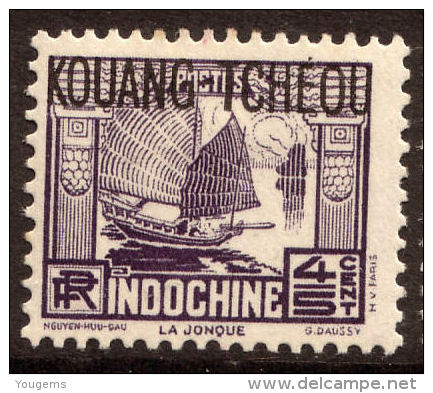 China France P.O. 1937-41 45c "KOWANG-TCHEOU" Overprint MLH - Portomarken