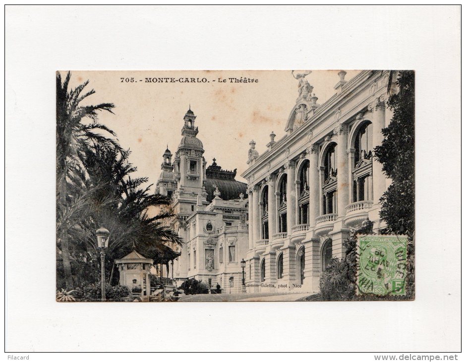 44529    Monaco,  Monte-Carlo  -  Le  Theatre,  VG 1909 - Opera House & Theather