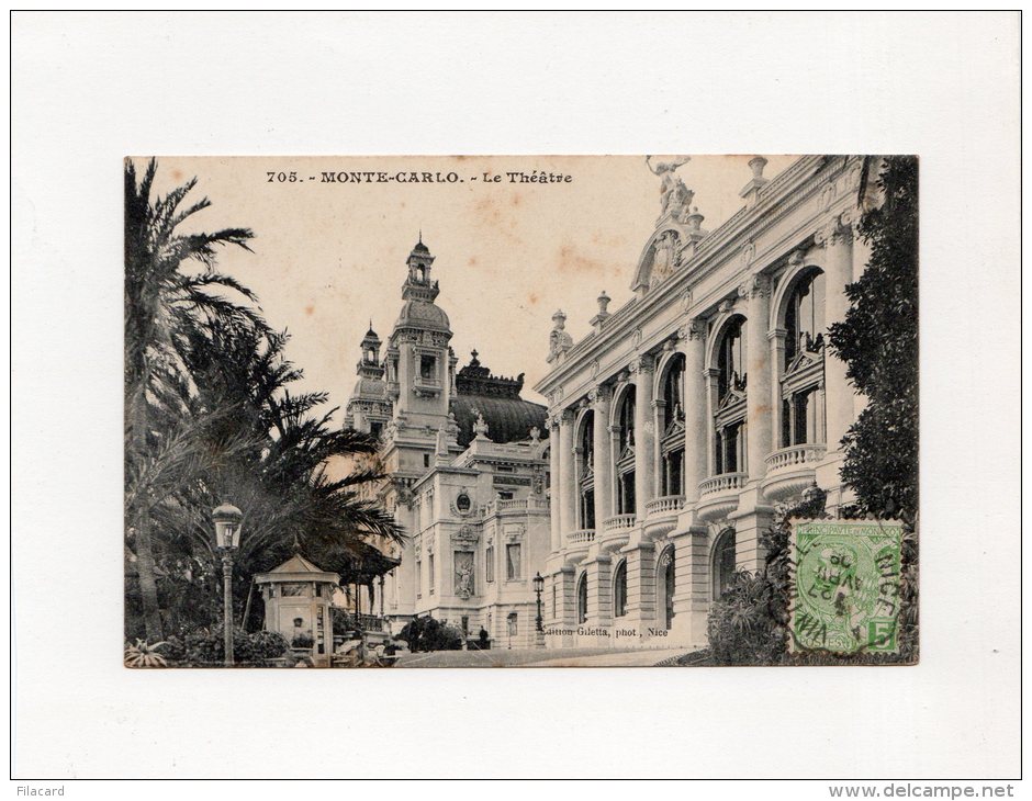 44529    Monaco,  Monte-Carlo  -  Le  Theatre,  VG 1909 - Teatro De ópera