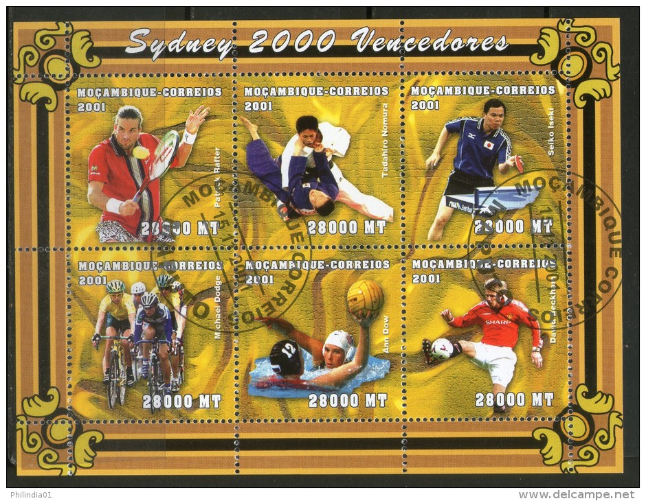 Mozambique 2001 Sydney Olympics Table Tennis Football Sc 1427 Medalists Sports Sheetlet Cancelled # 6238 - Rugby