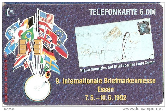 TARJETA DE ALEMANIA CON UN SELLO Y BANDERAS  (SELLO-STAMP) FLAGS - DESCUBRIMIENTO AMERICA- COLON - Timbres & Monnaies