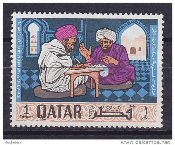 Qatar 1968 Mi. 329   1 D Postdienst Araber Diktiert Einem Schreibkundigen Einen Brief MH* - Qatar