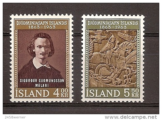Island 1963, Nr. 368-369 100 Jahre Nationalmuseum Postfrisch (mnh) ** - Ongebruikt