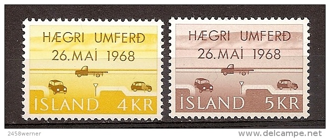 Island 1968, Nr. 419-420 Einführung Des Rechtsverkehrs Postfrisch (mnh) ** - Neufs