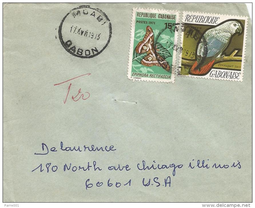 Gabon 1973 Moabi Grey Parrot Epiphora Butterfly Insect Underfranked Cover - Gabon (1960-...)