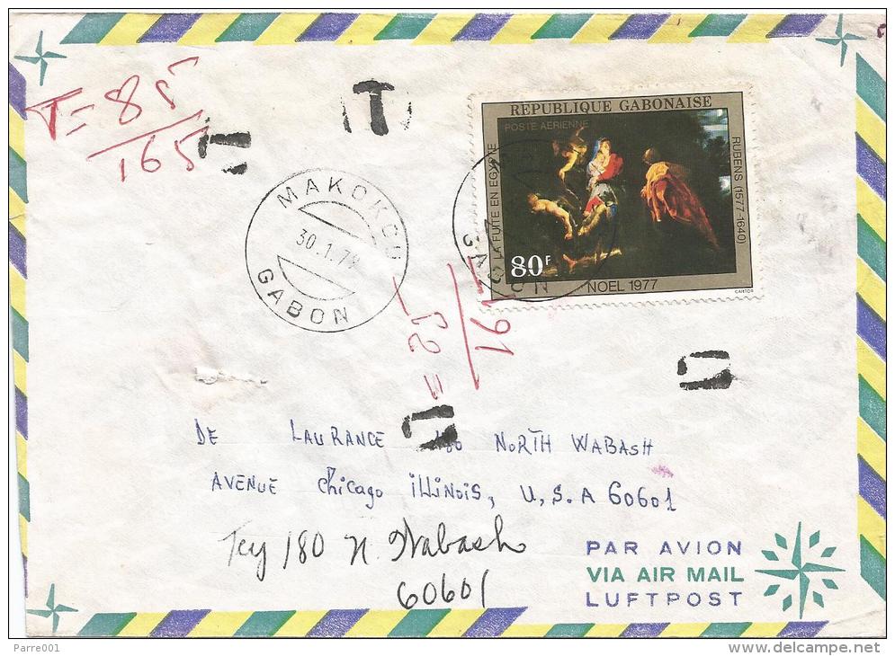 Gabon 1979 Makokou Rubens Christmas Underfranked Cover - Gabon (1960-...)