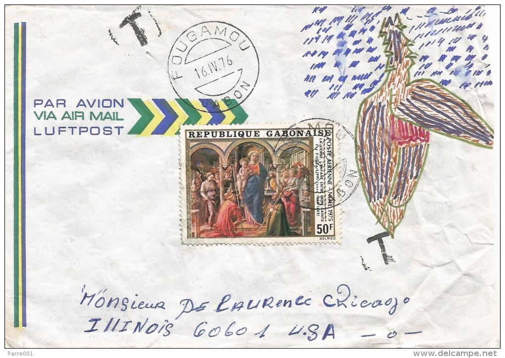 Gabon 1979 Fougamou Madonna Painting Lippi Underfranked Cover - Gabon (1960-...)