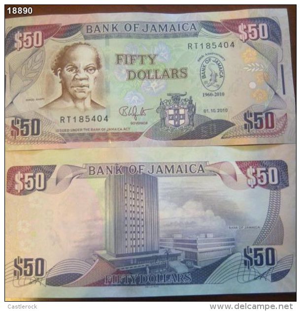 T) 2010 JAMAICA, 50 DOLLARS UNC - Jamaique