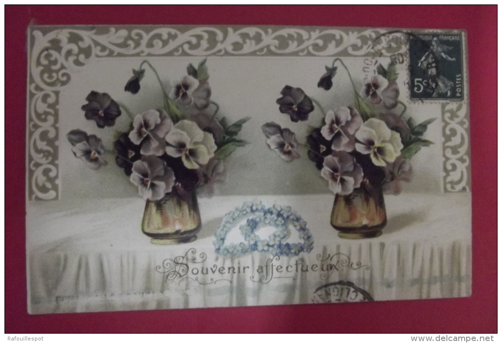 Cp  Souvenir Affectueux Bouquet De Pensees Decoupi - Gruss Aus.../ Gruesse Aus...