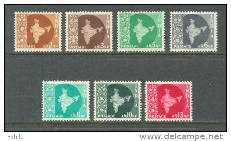 1957 INDIA DEFINITIVES MICHEL: 260-266 MH * - Nuevos