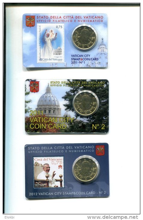 3 "coin Card" Différentes Avec Pièces De 50 Centimes - Vaticano