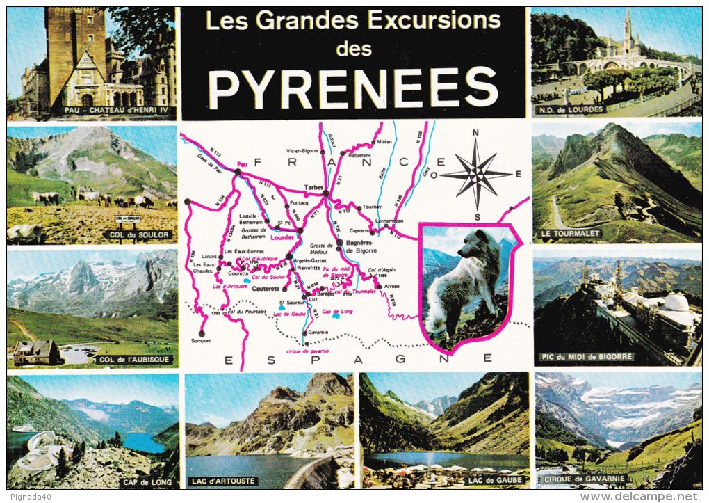Cp , RÉGIONS , MIDI-PYRÉNÉES , Les Grandes Excursions Des Pyrénées , Multi-Vues - Midi-Pyrénées