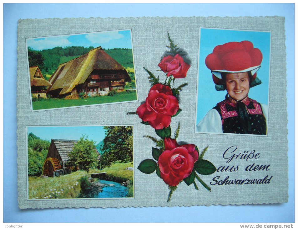 Germany: Grüsse Aus Dem SCHWARZWALD - Der Alte Haus, Rosen, Tracht - 1968 Used - Gutach (Schwarzwaldbahn)